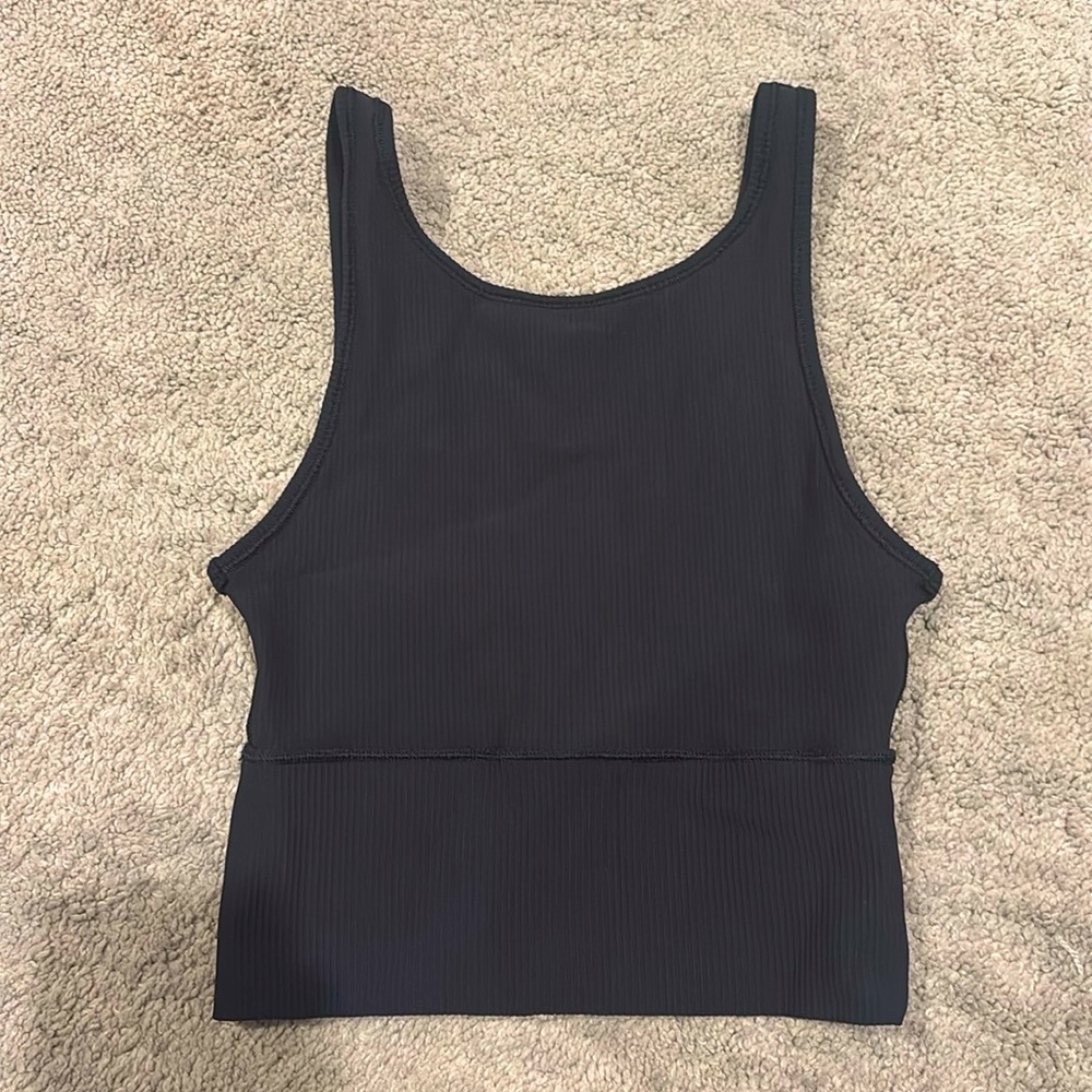 Black Lululemon power pivot ribbed tank top